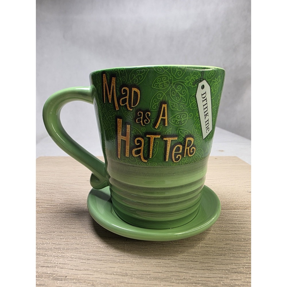 Disney Parks Alice in Wonderland Mad Hatter Coffee Mug Green Tea Cup